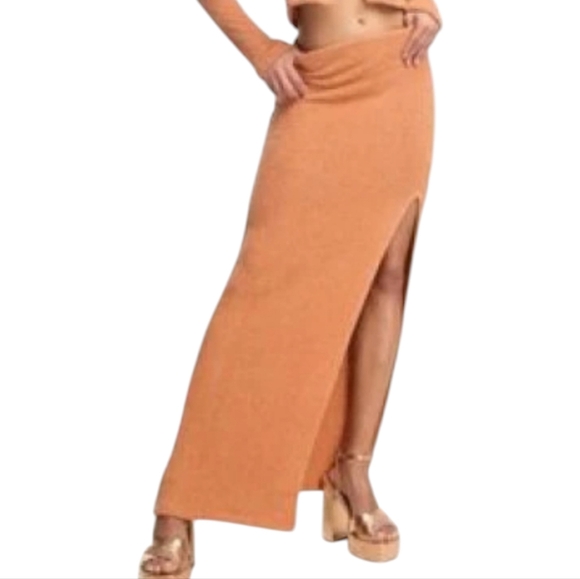 Karla Hellqvist Dresses & Skirts - Something New Karla Hellqvist Terry Rust Maxi Skirt Front Slit Large Summer